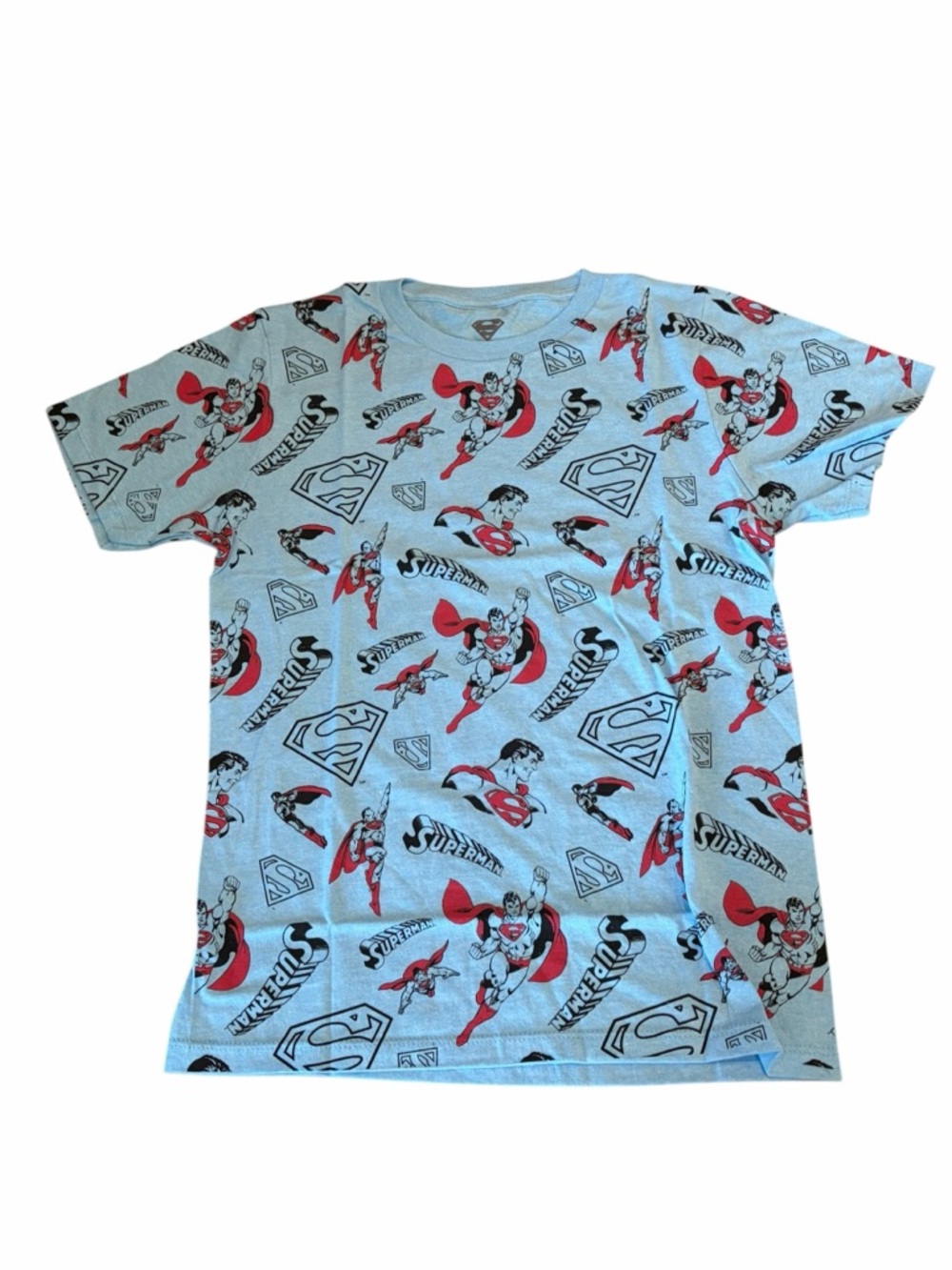 DC Comics Superman All Over Print Graphic Tee Blue Youth Size L (10/12)